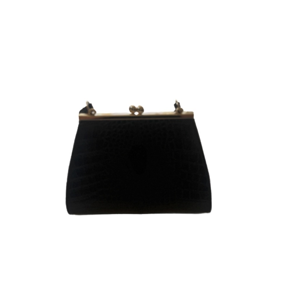 Vintage Liz Claiborne Croc Embossed Mini Black Purse - Picture 2 of 5